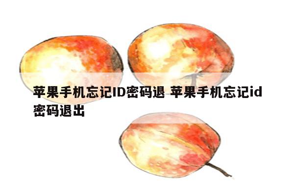 苹果手机忘记ID密码退 苹果手机忘记id密码退出