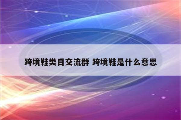 跨境鞋类目交流群 跨境鞋是什么意思