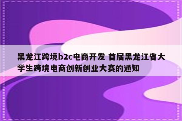 黑龙江跨境b2c电商开发 首届黑龙江省大学生跨境电商创新创业大赛的通知