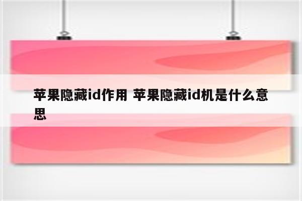 苹果隐藏id作用 苹果隐藏id机是什么意思