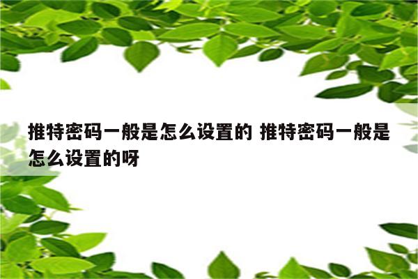 推特密码一般是怎么设置的 推特密码一般是怎么设置的呀
