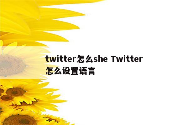 twitter怎么she Twitter怎么设置语言