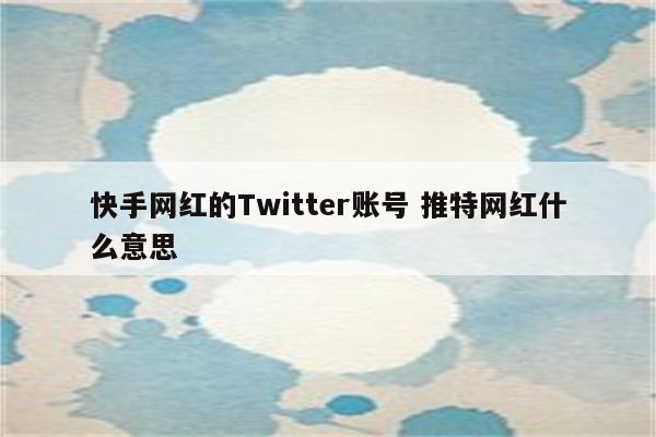 快手网红的Twitter账号 推特网红什么意思