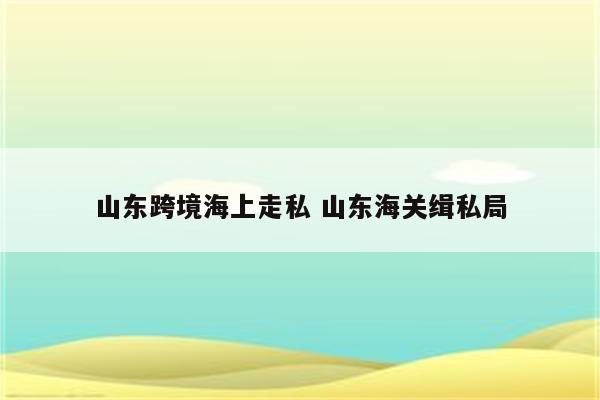 山东跨境海上走私 山东海关缉私局