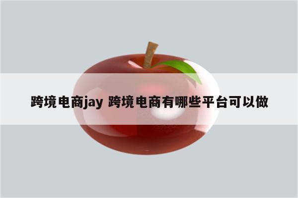 跨境电商jay 跨境电商有哪些平台可以做