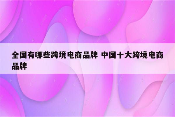 全国有哪些跨境电商品牌 中国十大跨境电商品牌