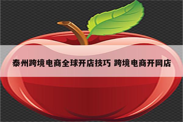 泰州跨境电商全球开店技巧 跨境电商开网店