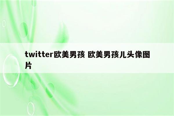 twitter欧美男孩 欧美男孩儿头像图片