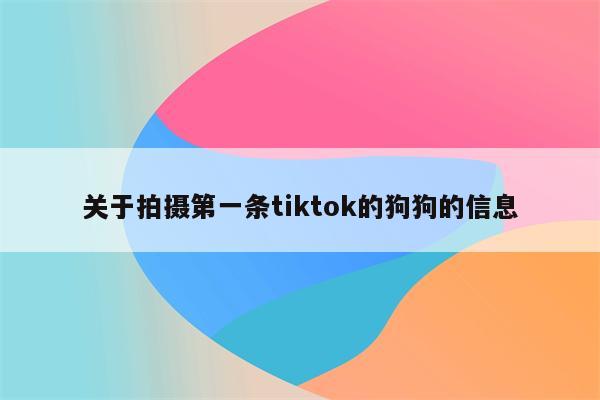 关于拍摄第一条tiktok的狗狗的信息