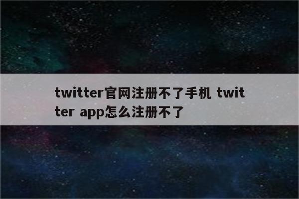 twitter官网注册不了手机 twitter app怎么注册不了