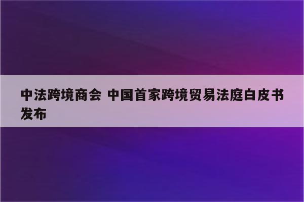 中法跨境商会 中国首家跨境贸易法庭白皮书发布