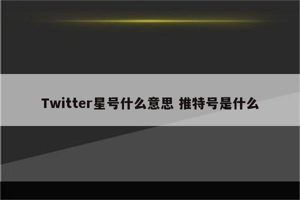 Twitter星号什么意思 推特号是什么