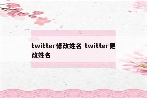 twitter修改姓名 twitter更改姓名