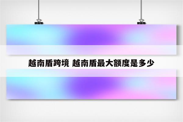 越南盾跨境 越南盾最大额度是多少