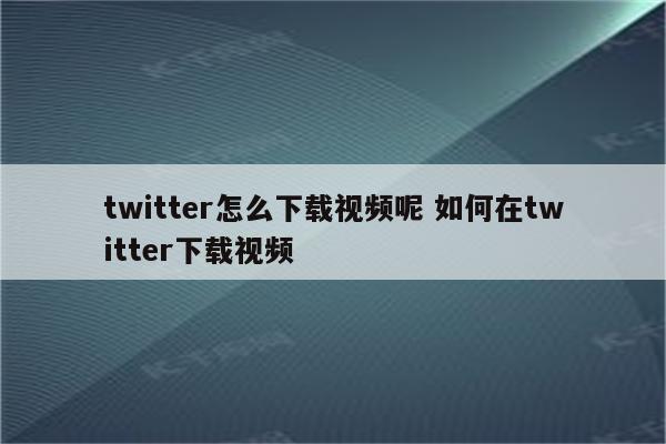 twitter怎么下载视频呢 如何在twitter下载视频