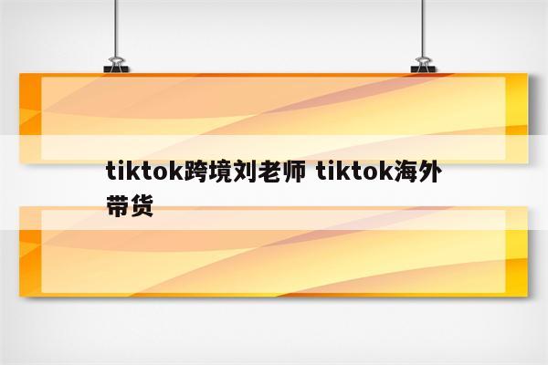 tiktok跨境刘老师 tiktok海外带货