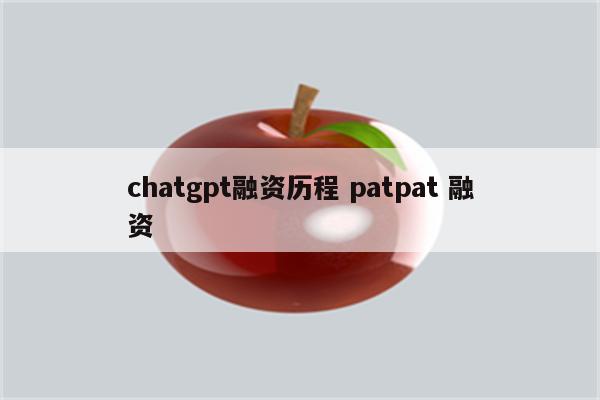 chatgpt融资历程 patpat 融资