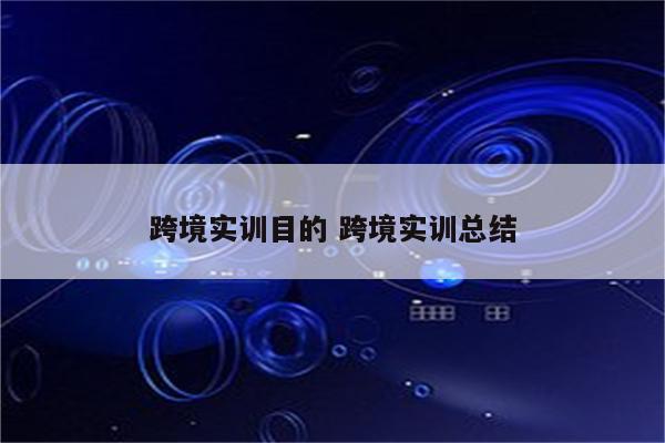 跨境实训目的 跨境实训总结