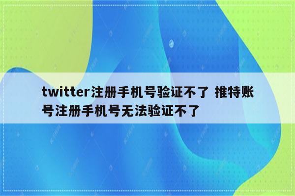 twitter注册手机号验证不了 推特账号注册手机号无法验证不了