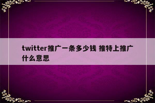 twitter推广一条多少钱 推特上推广什么意思