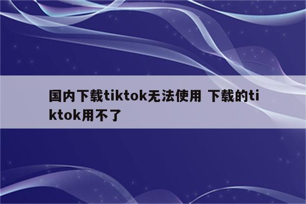 国内下载tiktok无法使用 下载的tiktok用不了