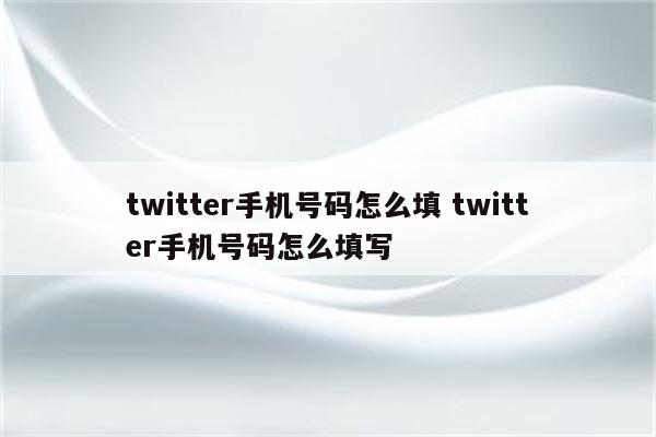 twitter手机号码怎么填 twitter手机号码怎么填写