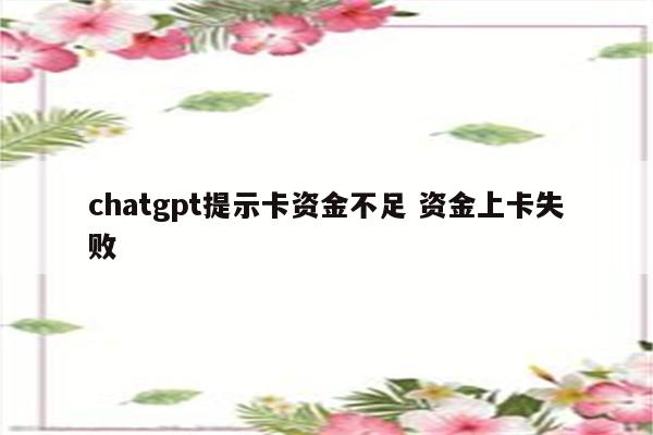 chatgpt提示卡资金不足 资金上卡失败