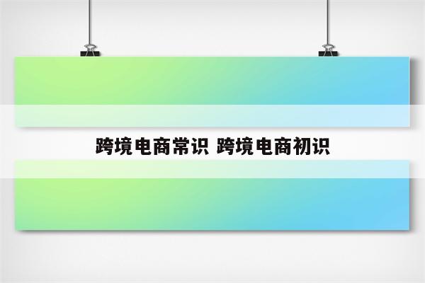 跨境电商常识 跨境电商初识