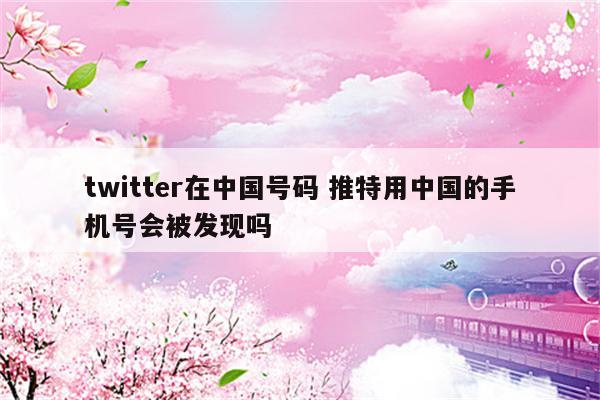 twitter在中国号码 推特用中国的手机号会被发现吗