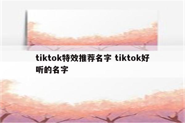 tiktok特效推荐名字 tiktok好听的名字