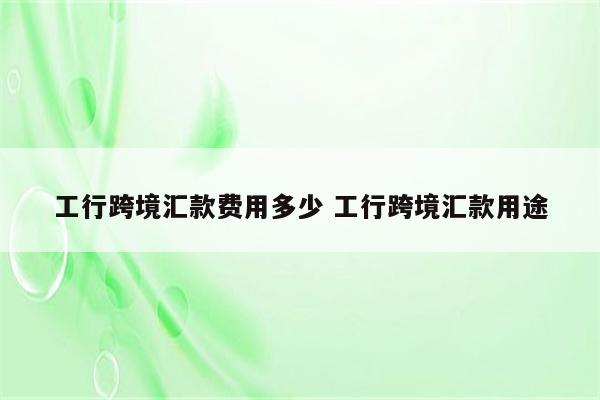 工行跨境汇款费用多少 工行跨境汇款用途