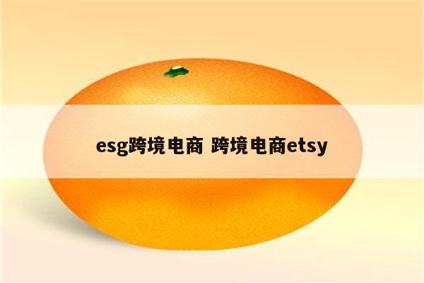 esg跨境电商 跨境电商etsy