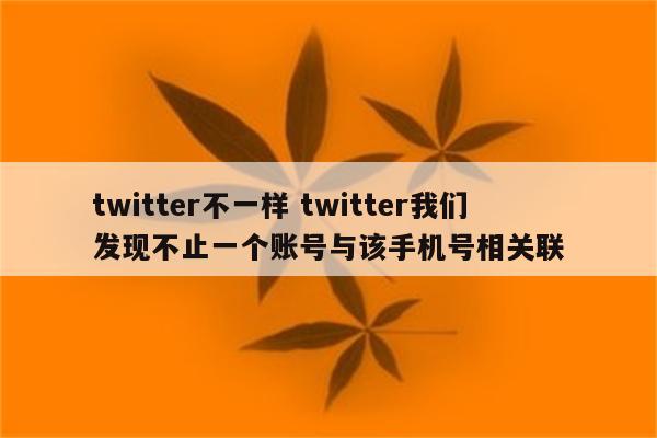 twitter不一样 twitter我们发现不止一个账号与该手机号相关联