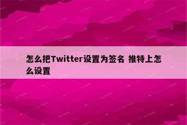 怎么把Twitter设置为签名 推特上怎么设置