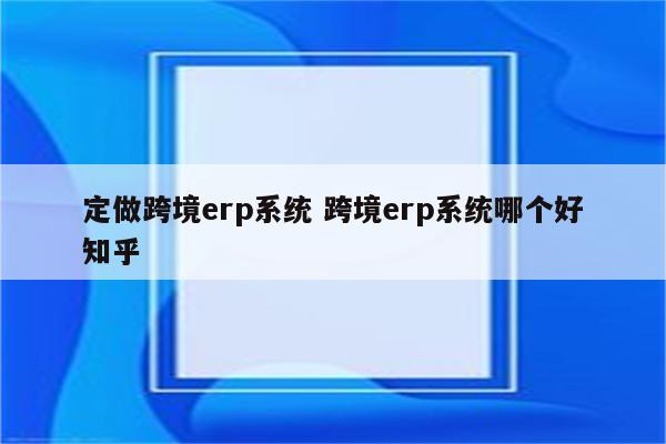 定做跨境erp系统 跨境erp系统哪个好知乎