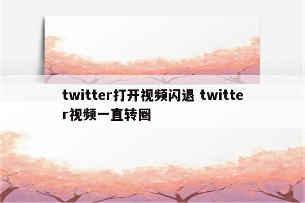 twitter打开视频闪退 twitter视频一直转圈