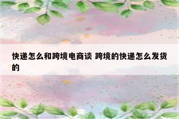 快递怎么和跨境电商谈 跨境的快递怎么发货的