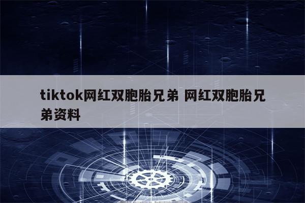 tiktok网红双胞胎兄弟 网红双胞胎兄弟资料