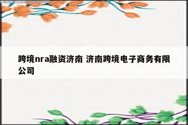 跨境nra融资济南 济南跨境电子商务有限公司