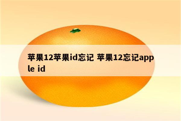 苹果12苹果id忘记 苹果12忘记apple id