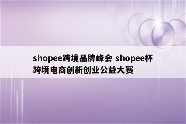 shopee跨境品牌峰会 shopee杯跨境电商创新创业公益大赛