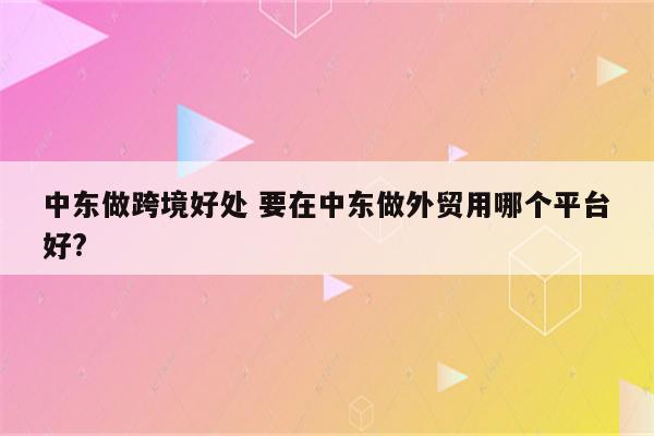 中东做跨境好处 要在中东做外贸用哪个平台好?