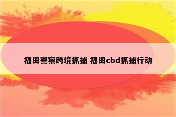 福田警察跨境抓捕 福田cbd抓捕行动