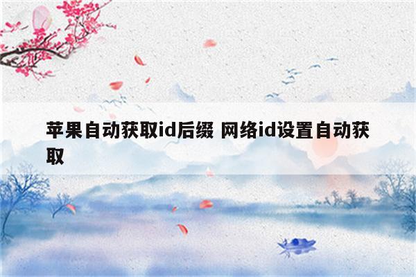 苹果自动获取id后缀 网络id设置自动获取