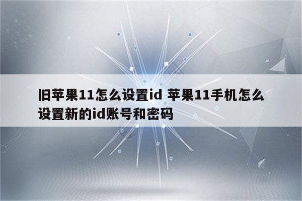 旧苹果11怎么设置id 苹果11手机怎么设置新的id账号和密码