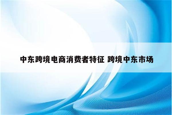 中东跨境电商消费者特征 跨境中东市场