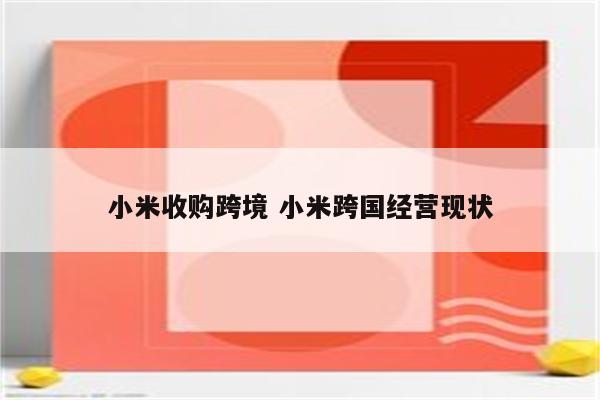 小米收购跨境 小米跨国经营现状