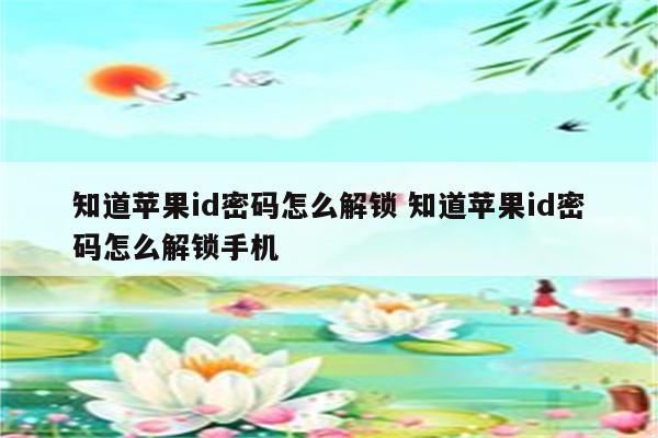 知道苹果id密码怎么解锁 知道苹果id密码怎么解锁手机