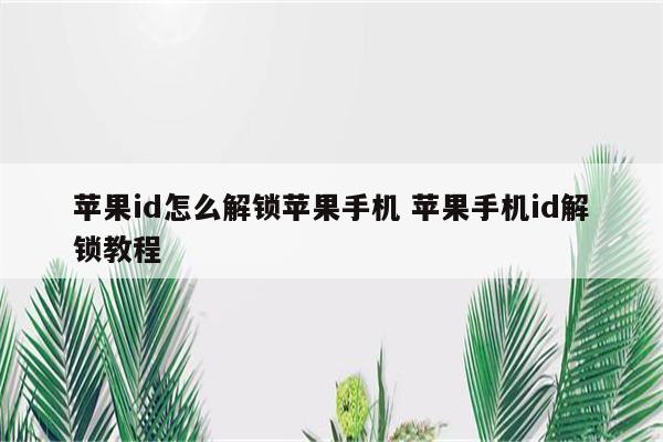 苹果id怎么解锁苹果手机 苹果手机id解锁教程