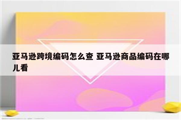 亚马逊跨境编码怎么查 亚马逊商品编码在哪儿看